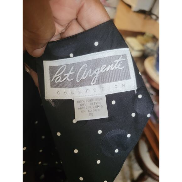 Pat Argenti Silk Dress Vintage Black White Polk A Dot Multicolor Stripes Small - Picture 9 of 9
